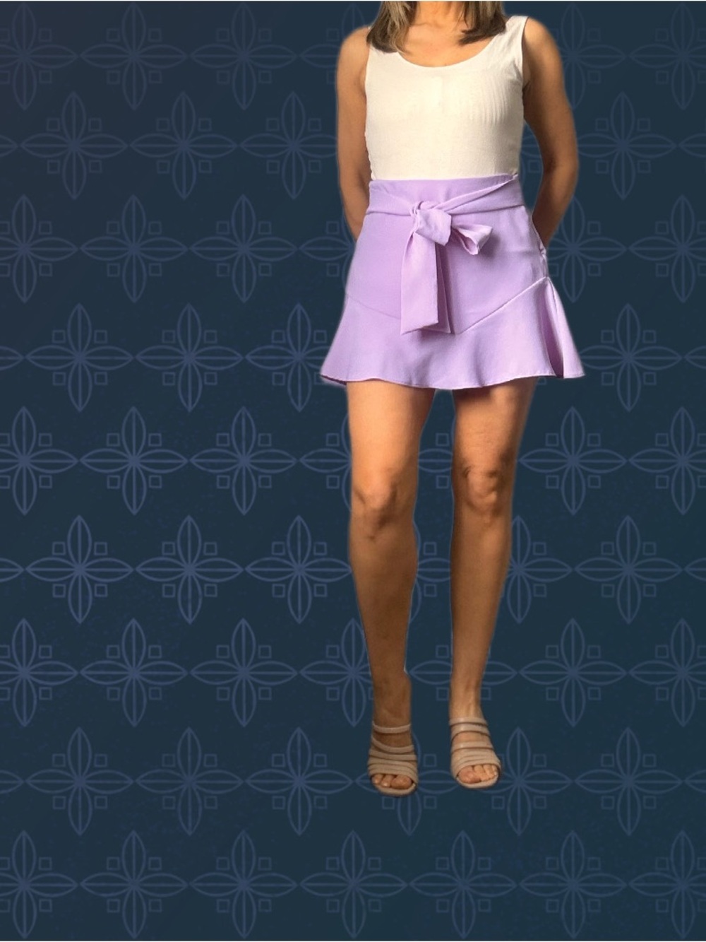 Lilac Tie-Waist Mini Skort